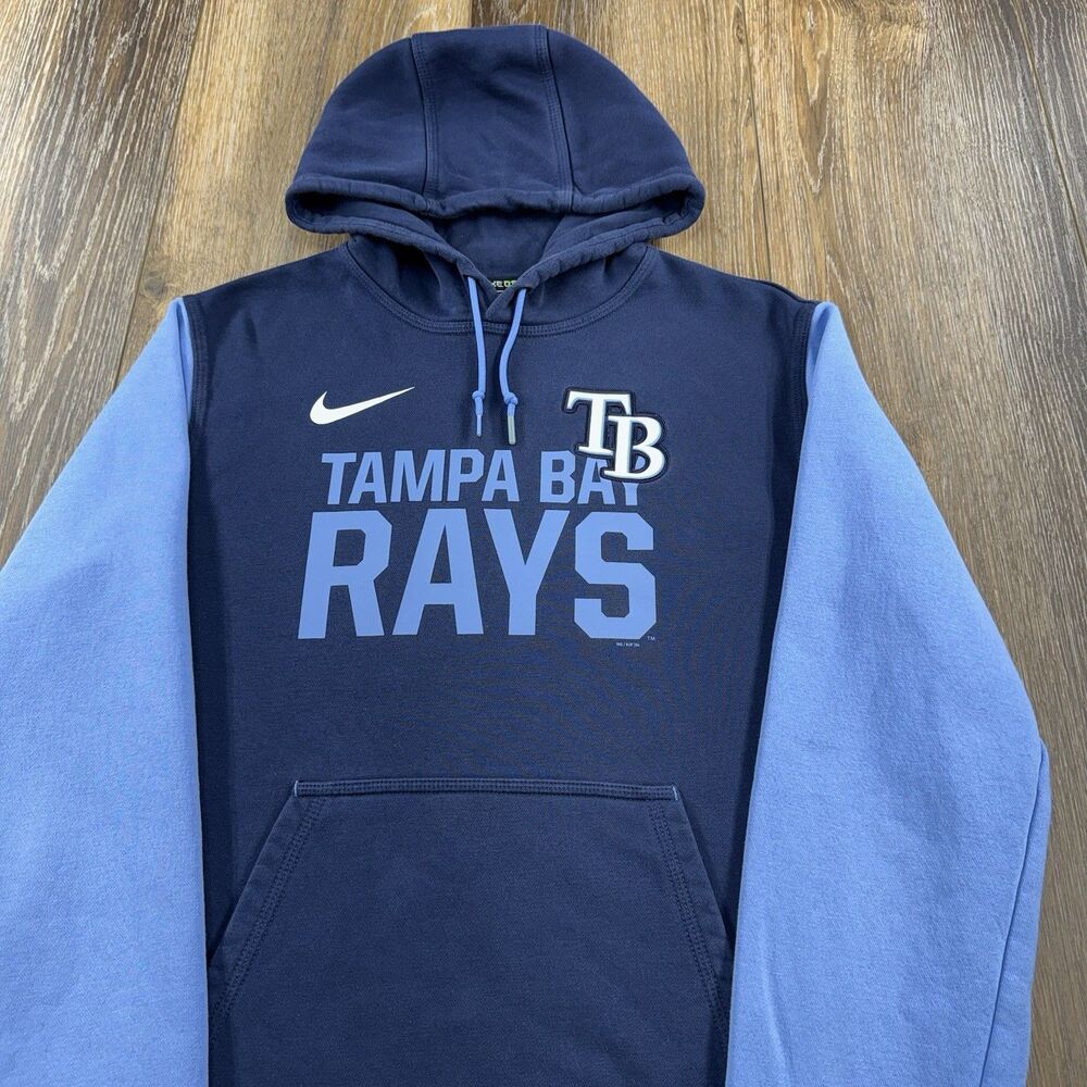 Nike Tampa Bay Rays Hoodie Mens L Blue Sweatshirt MLB Baseball Team Swoosh 2016